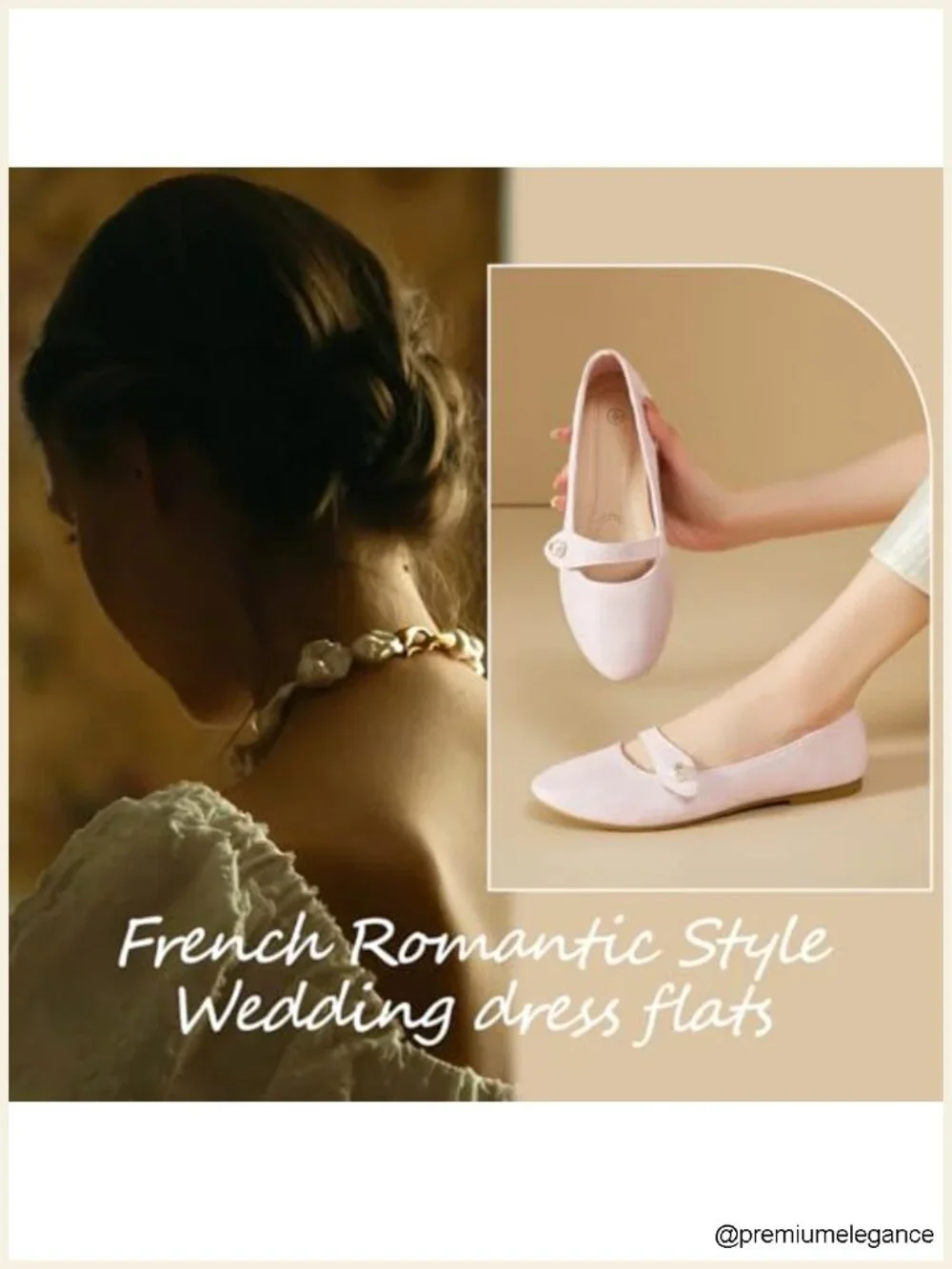 Mary Jane Flats with Pearl Buckle – PU Leather Slip-On Ballet Flats
